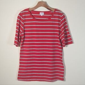 LuLaRoe Red & Mint Striped Tee – XL | Bold, Breezy & Striped Bliss!